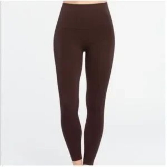 SPANX Look At Me Now Brown Seamless Ankle Leggings Tights Womens Small - Picture 1 of 8